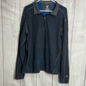 Kuhl Men's Zip Up Sweater - Dark Blue and Gray